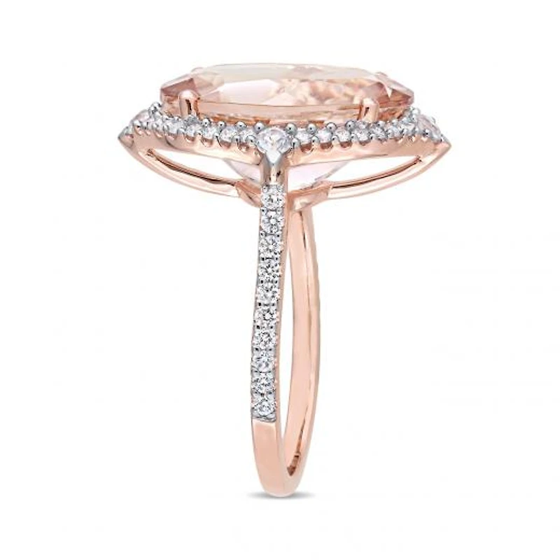 Julianna B 14K Rose Gold Morganite, White Sapphire & Diamond Ring