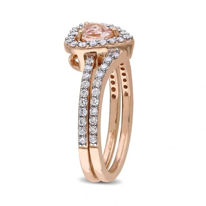 Julianna B 10K Rose Gold 0.50CTW Diamond & Morganite Bridal Set