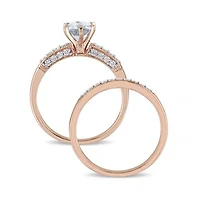 Julianna B 10K Rose Gold 0.33CTW Diamond & Aquamarine Bridal Set