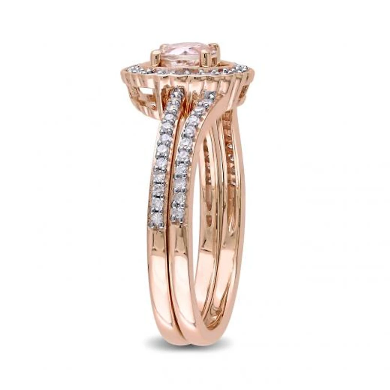 Julianna B 10K Rose Gold 0.33CTW Diamond & Morganite Bridal Set