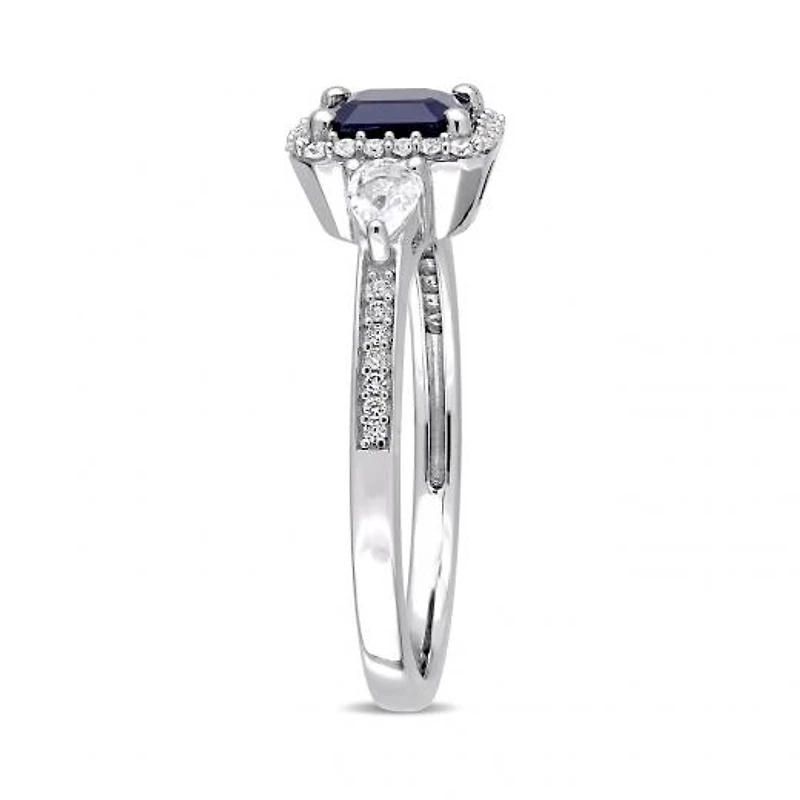 Julianna B 14K White Gold Blue Sapphire, Sapphire & Diamond Ring