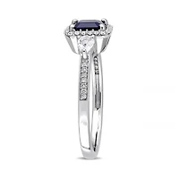 Julianna B 14K White Gold Blue Sapphire, Sapphire & Diamond Ring