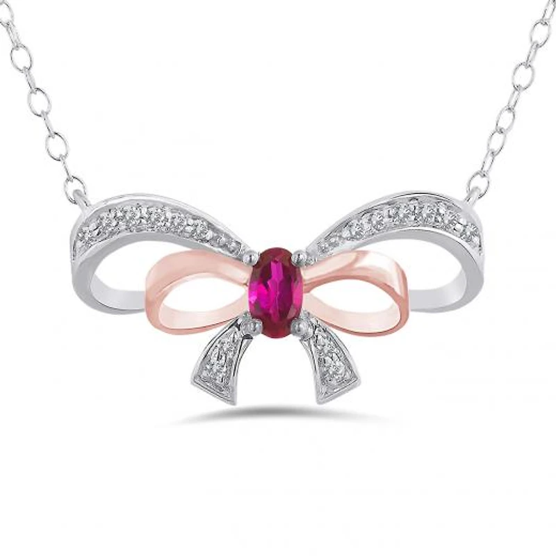 Enchanted Disney Sterling Silver 10K Rose Gold Diamond Necklace