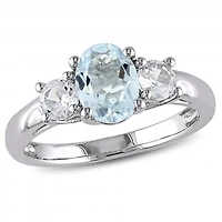 Julianna B Aquamarine & Created Sapphire Ring