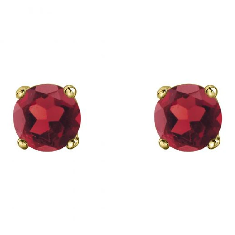 10K Yellow Gold Garnet Stud Earrings