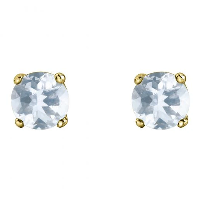 10K Yellow Gold Aquamarine Stud Earrings