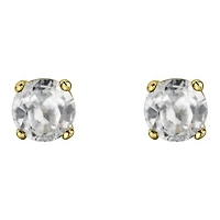 10K Yellow Gold White Topaz Stud Earrings