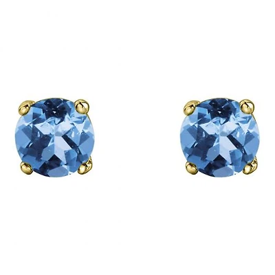 10K Yellow Gold Blue Topaz Stud Earrings