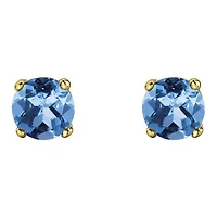 10K Yellow Gold Blue Topaz Stud Earrings
