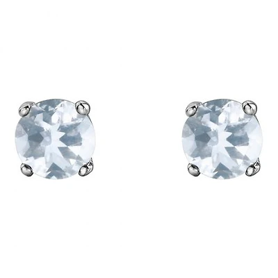10K White Gold Aquamarine Stud Earrings