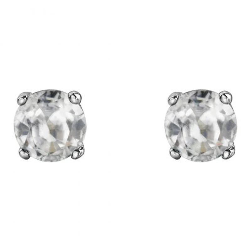 10K White Gold White Topaz Stud Earrings