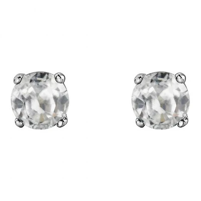 10K White Gold White Topaz Stud Earrings