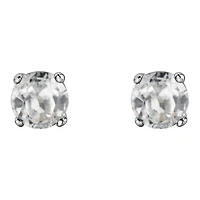 10K White Gold White Topaz Stud Earrings