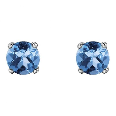 10K White Gold Blue Topaz Stud Earrings