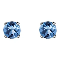 10K White Gold Blue Topaz Stud Earrings