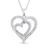 Sterling Silver Diamond Heart Pendant