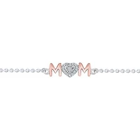 Sterling Silver & Rose Gold Diamond Mom Bracelet