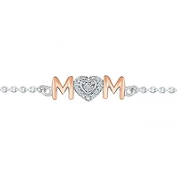 Sterling Silver & Rose Gold Diamond Mom Bracelet