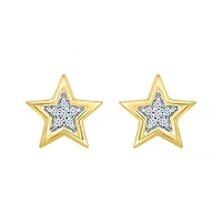 10K Yellow Gold Diamond Star Studs
