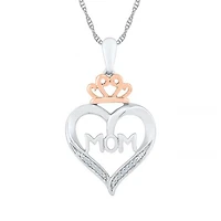 Sterling Silver & Rose Gold Diamond Mom Pendant