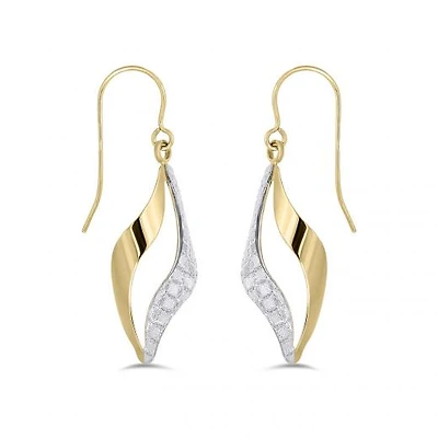 10K Yellow Gold Glitter Twisted Earrings