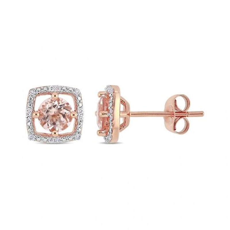 Julianna B 10K Pink Gold Diamond and Morganite Earrings