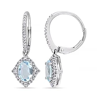 Julianna B 10K White Gold Diamond Blue Topaz & White Sapphire Earrings