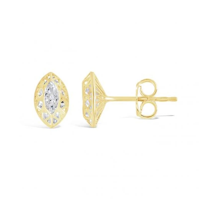 10K Yellow Gold Cubic Zirconia Oval Shape Stud Earrings