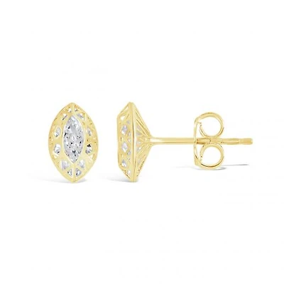 10K Yellow Gold Cubic Zirconia Oval Shape Stud Earrings