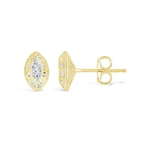 10K Yellow Gold Cubic Zirconia Oval Shape Stud Earrings
