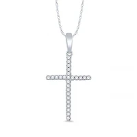 10K White Gold 0.05CTW Diamond Cross Necklace
