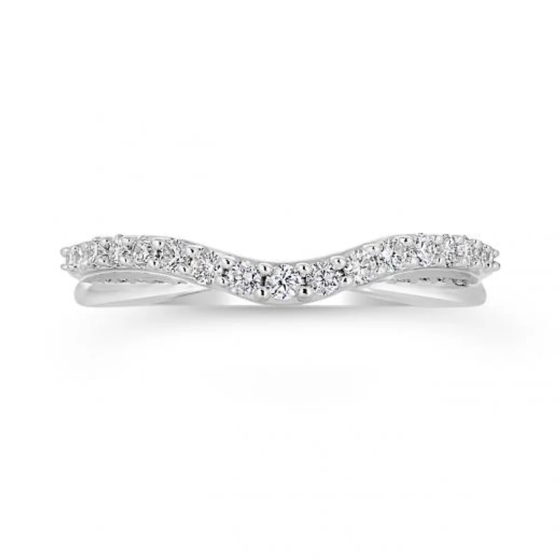 14K White Gold 0.25CTW Contour Diamond Band