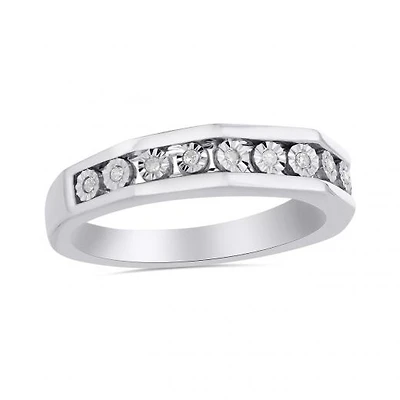 10K White Gold 0.06CTW Trio Wedding Band