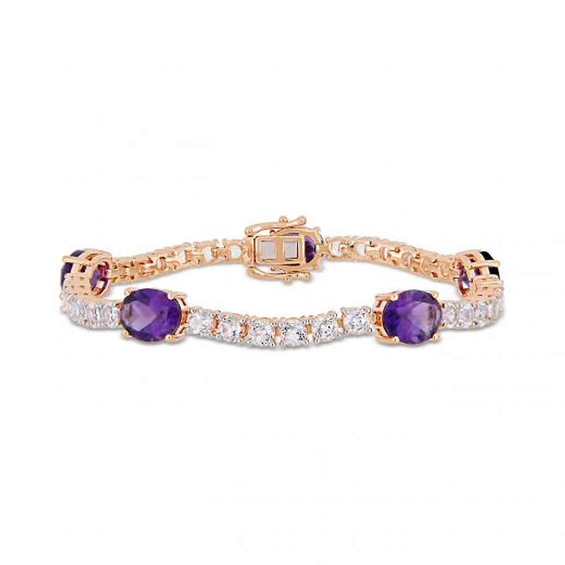 Julianna B Sterling Silver&18K Rose Gold Plated Amethyst & White Topaz Bracelet