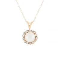 10K Yellow Gold 0.14CT Diamond & Fresh Water Pearl Pendant