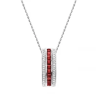 Monaco 10K White Gold Ruby & Diamond Pendant