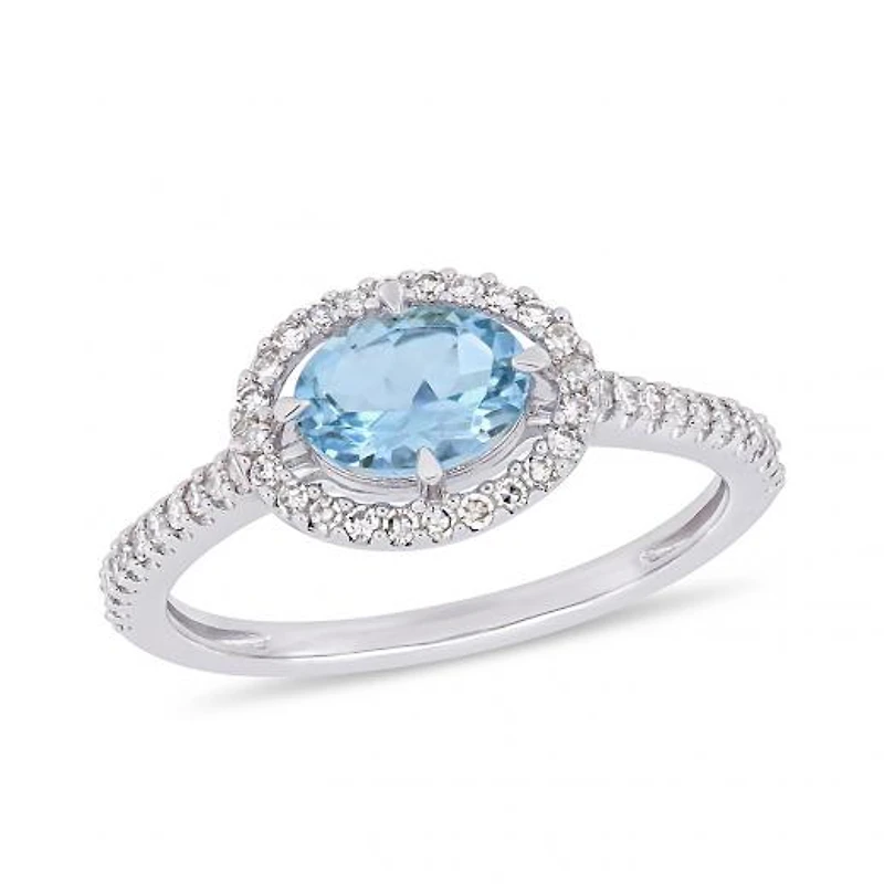 Julianna B 10K White Gold 0.23CTW Diamond & Aquamarine Fashion Ring