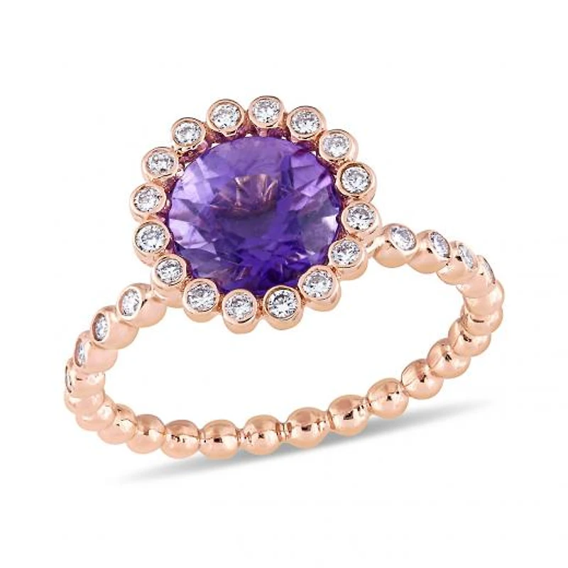 Julianna B 14K Rose Gold 0.25CTW Diamond & Amethyst Engagement Ring