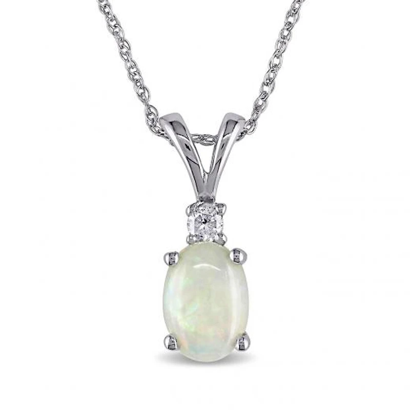 Julianna B 10K White Gold 0.04CTW Diamond & Opal Pendant