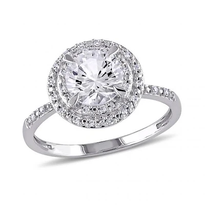 Julianna B 10K White Gold 0.09CTW Diamond & Created White Sapphire Ring