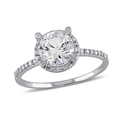 Julianna B 10K White Gold 0.05CT Diamond & Created White Sapphire Fashion Ring