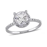 Julianna B 10K White Gold 0.05CT Diamond & Created White Sapphire Fashion Ring