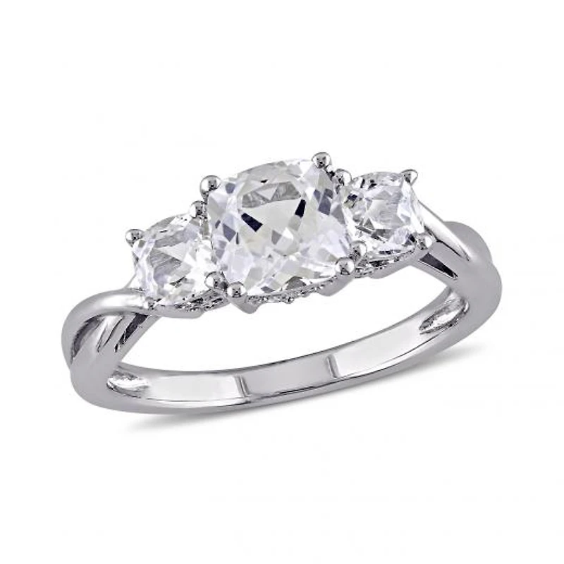 Julianna B 10K White Gold 0.04CTW Diamond & Created Sapphire Ring