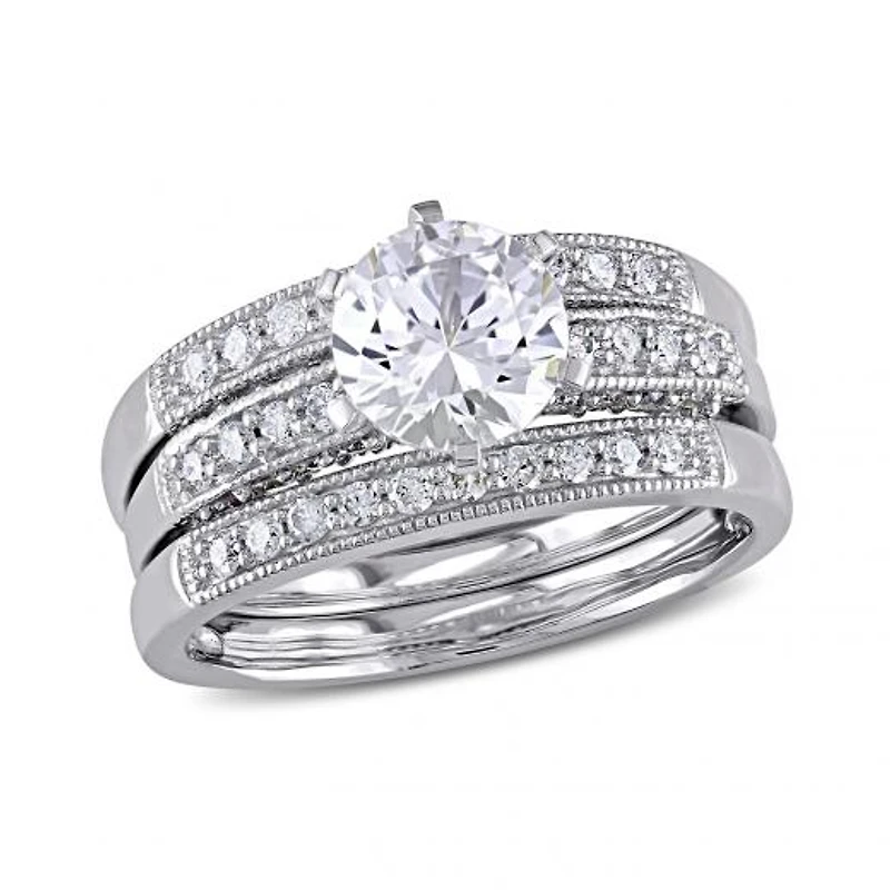 Julianna B 10K White Gold 0.40CTW Diamond & Created Sapphire Bridal Set