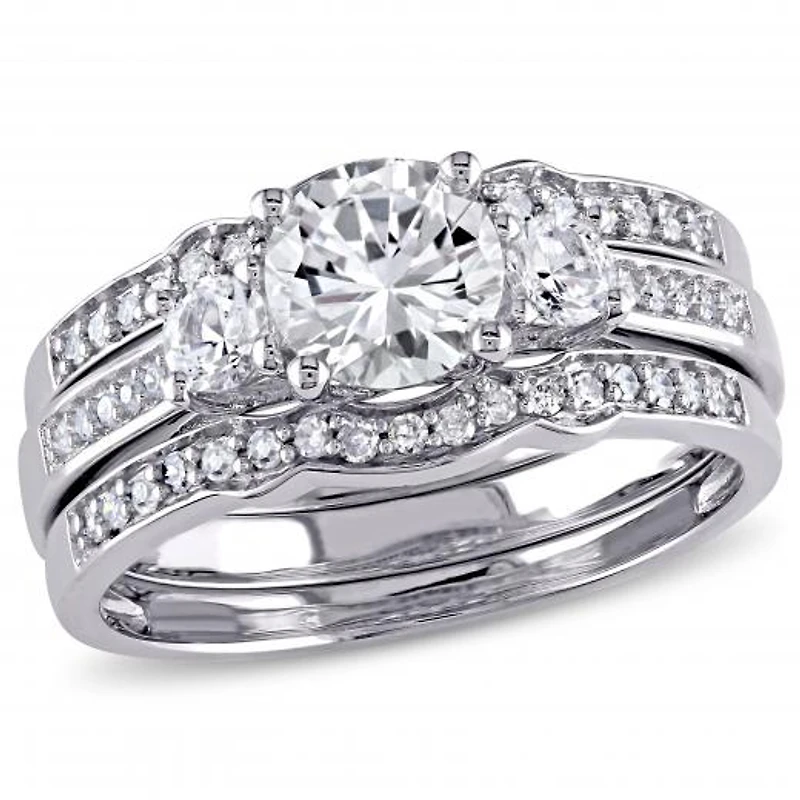 Julianna B 10K White Gold 0.20CTW Diamond & Created White Sapphire Bridal Set