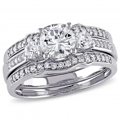 Julianna B 10K White Gold 0.20CTW Diamond & Created White Sapphire Bridal Set