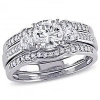 Julianna B 10K White Gold 0.20CTW Diamond & Created White Sapphire Bridal Set