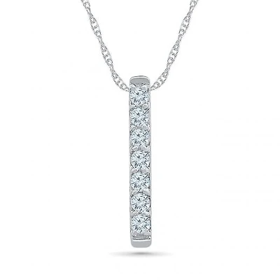 10K White Gold Diamond Bar Pendant