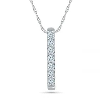 10K White Gold Diamond Bar Pendant