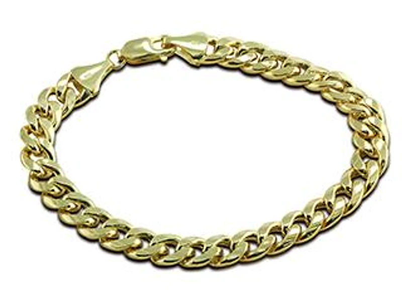 10K Yellow Gold 9" 8.9mm Semi-Solid Oval Miami Cuban Bracelet